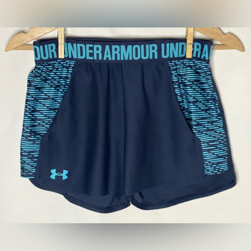 Under Armour Women's Navy and Teal Athletic Shorts